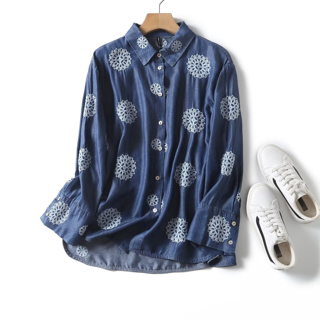 Lune London Embroidered Floral Design Blouse for Women