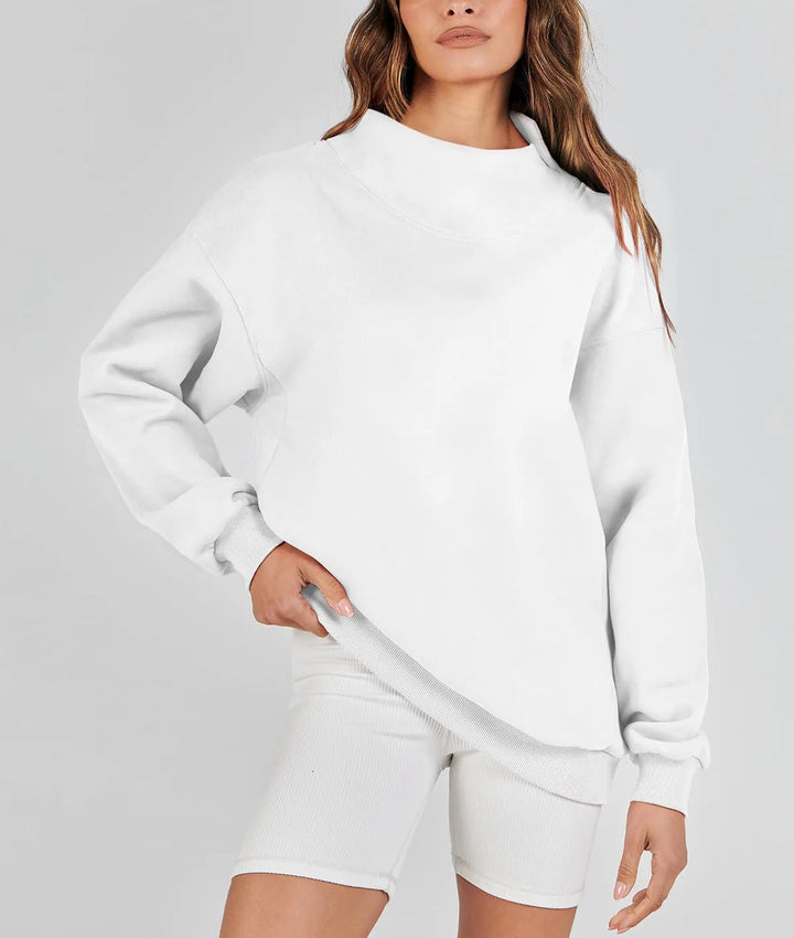 Ladies Comfortable Oversized Sweater with Chic High Collar and Style