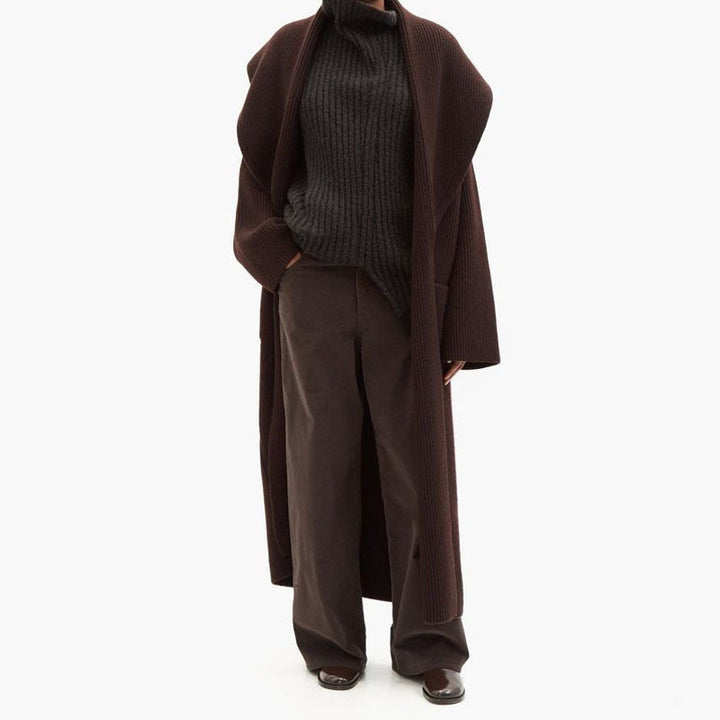 Manteau tricoté pour femme avec devant ouvert et grand col Chic & Stil