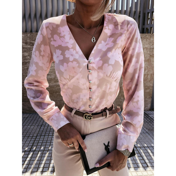 Women's blouse with floral print and button placket Lune London