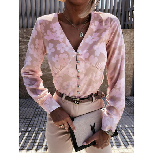 Women's blouse with floral print and button placket Lune London