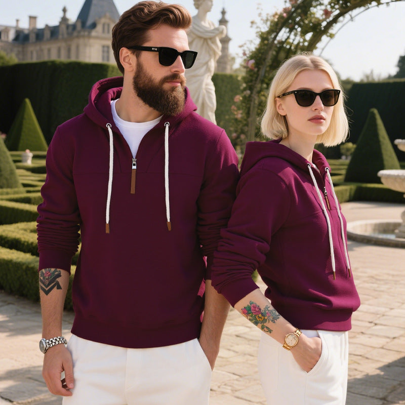 Men's trendy hoodie with textured fabric and practical zip details Lune London