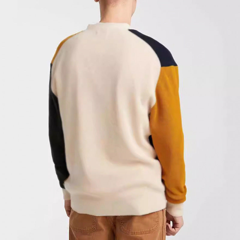 Men's knitted cardigan with modern color block details and practical pockets Lune London