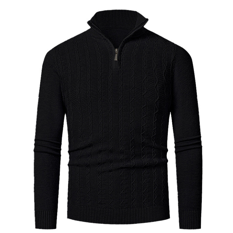 Men's knitted sweater with high collar and lovely cable knit design Lune London