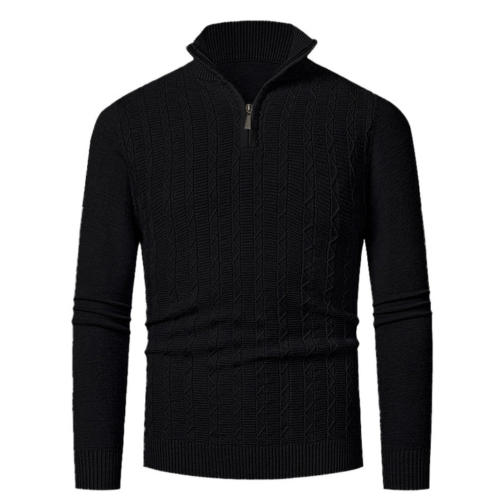Men's knitted sweater with high collar and lovely cable knit design Lune London