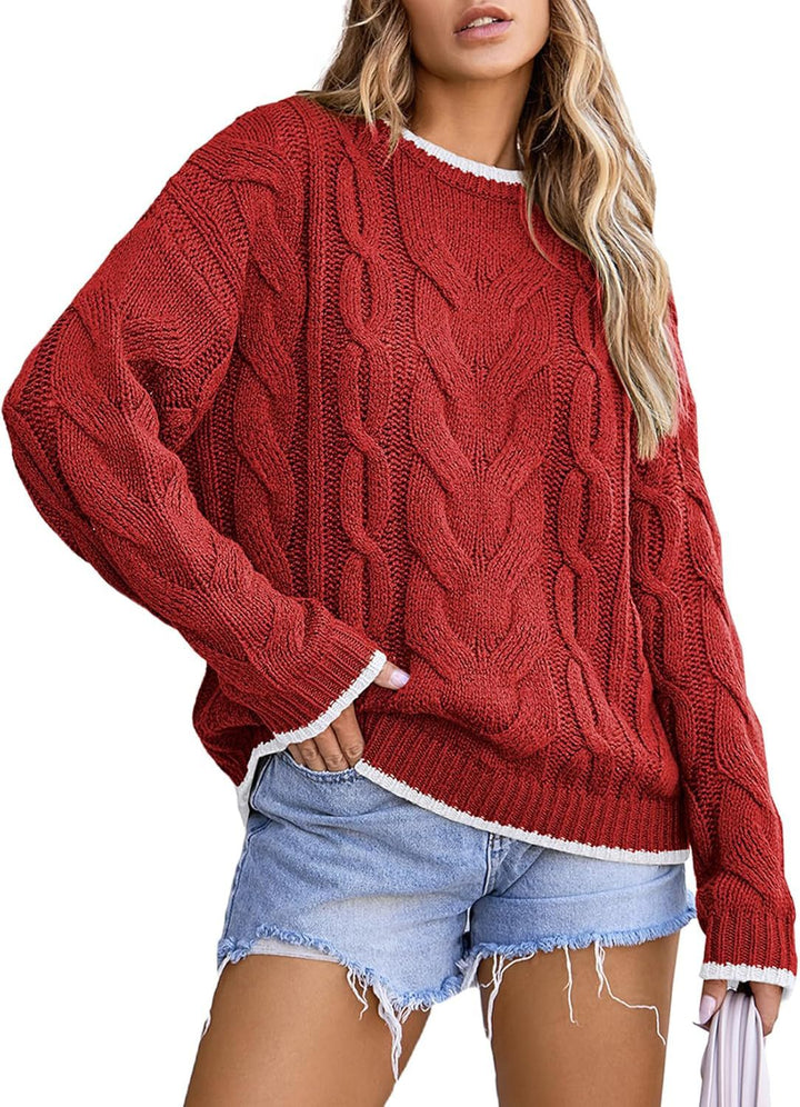 Knitted sweater for women with a thick braid pattern Lune London