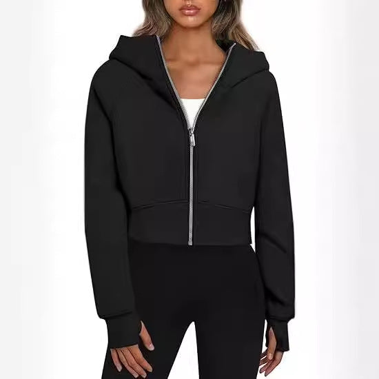 Cropped hoodie jacket for women with full zip Lune London