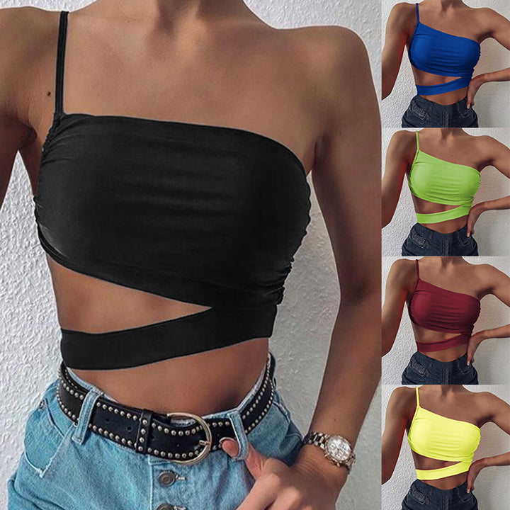 Women asymmetrical crop top with cut Lune London