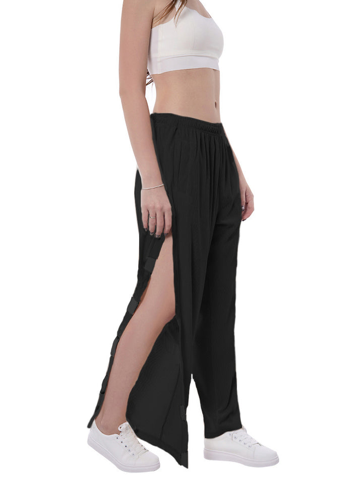 Lune London Casual Palazzo Pants for Women with Side Slits and Elastic Waist