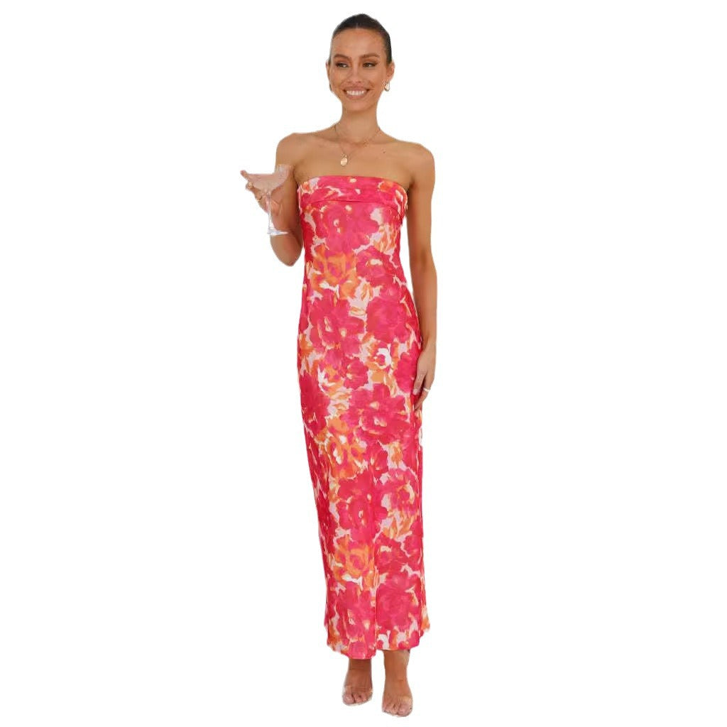 Maxi dress for women with off-the-shoulder design and floral print Chic & Stil