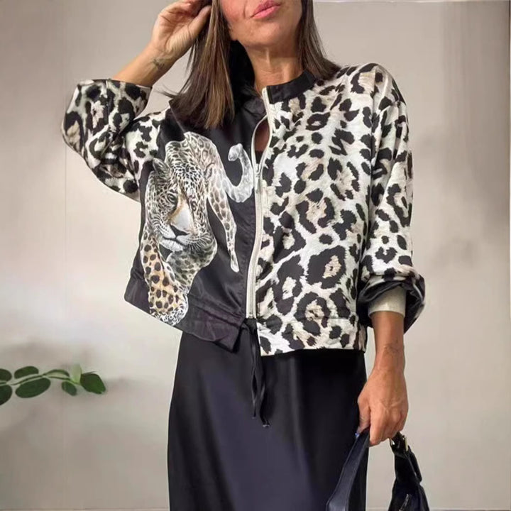 Women’s bomber jacket with animal print and elastic edges Lune London