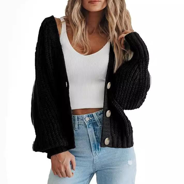 Thick knit cardigan for women with button details and loose fit Lune London