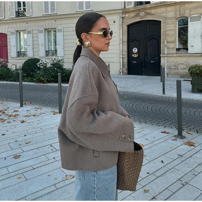 Oversized wool coat for women with button detail Lune London