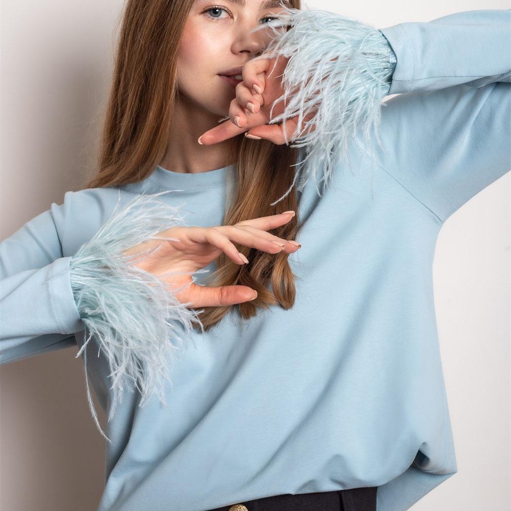 Women's sweatshirt with elegant feather details Lune London