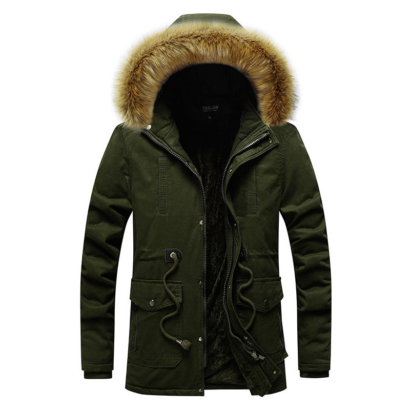 Men's heated winter jacket with removable faux fur collar Lune London