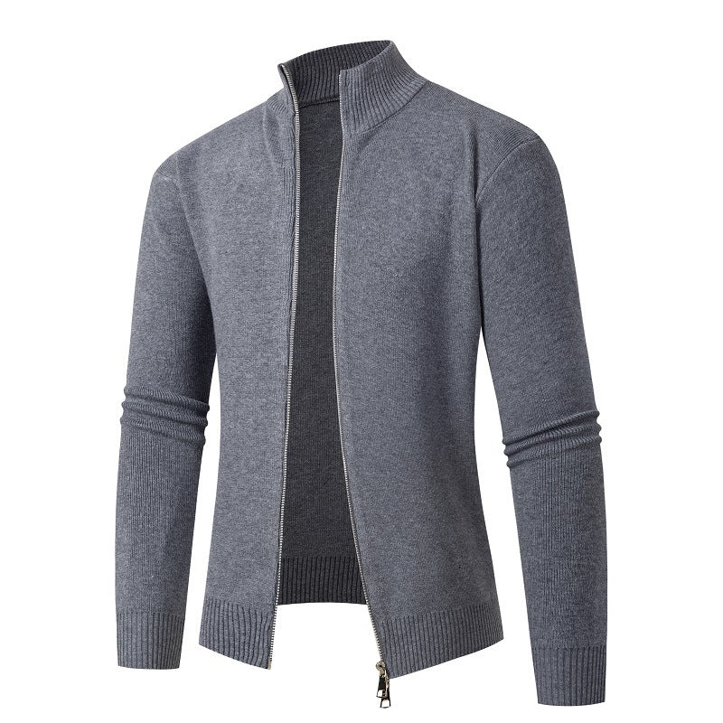 Knitted men's jacket with high collar and zipper Lune London
