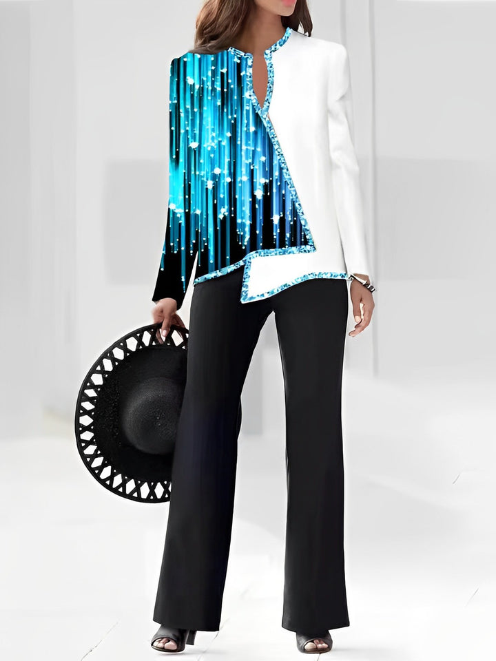 Ladies Elegant Statement Jacket with Asymmetrical Cut and Glittering Details Lune London