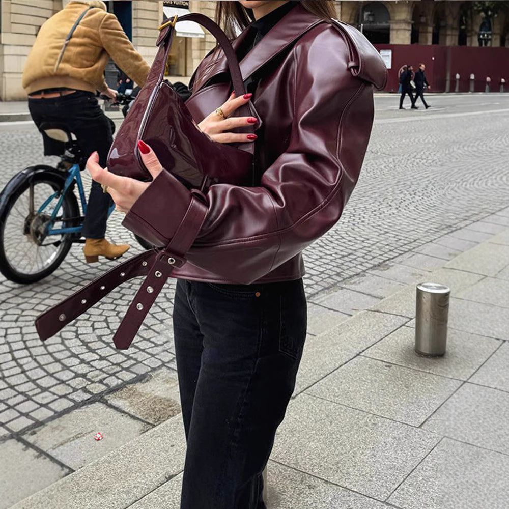 Oversized faux leather jacket for women with belts and new details Lune London
