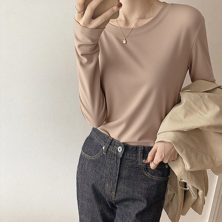 Women's long-sleeved top with fine ribbed texture Chic & Stil