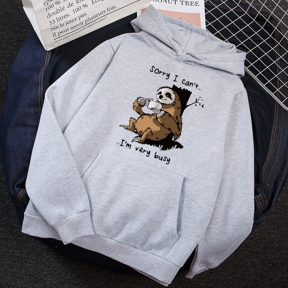 Ladies hoodie with cute animal motif and playful slogan Lune London