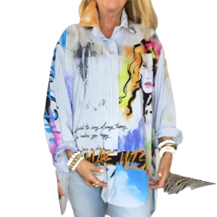 Chemise surdimensionnée pour femmes au design artistique avec un design graphique unique Chic & Stil