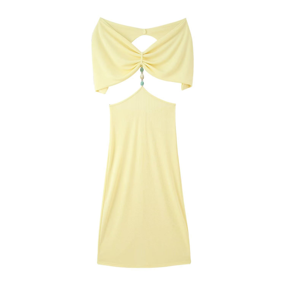 Maxi dress for women with a seductive cut and elegant ruffle details Lune London