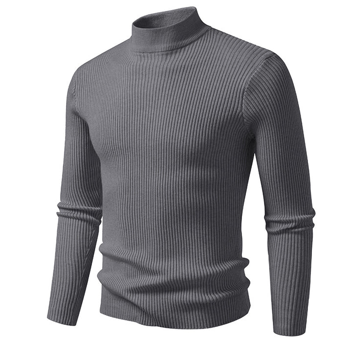 High-quality stretch wool men's turtleneck sweater with ribbed texture Lune London