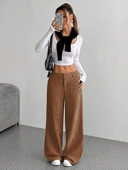 Pantalon en corduroy large pour femmes Chic & Stil