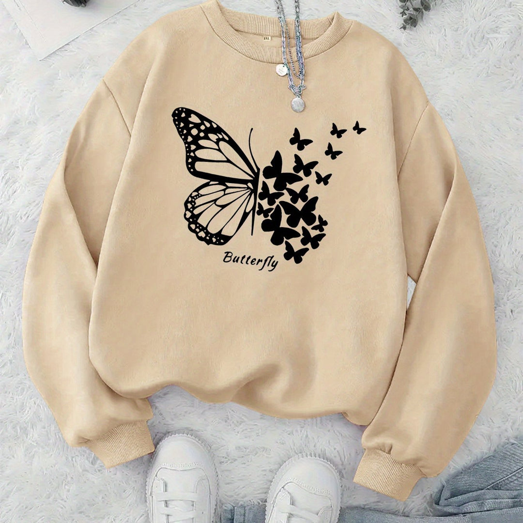Sweatshirt femme avec motif papillon créatif et coupe décontractée Chic & Stil