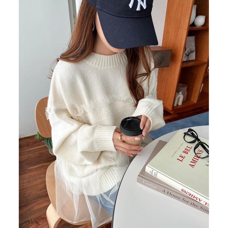 Pull oversize femme avec détails en volants Chic & Stil