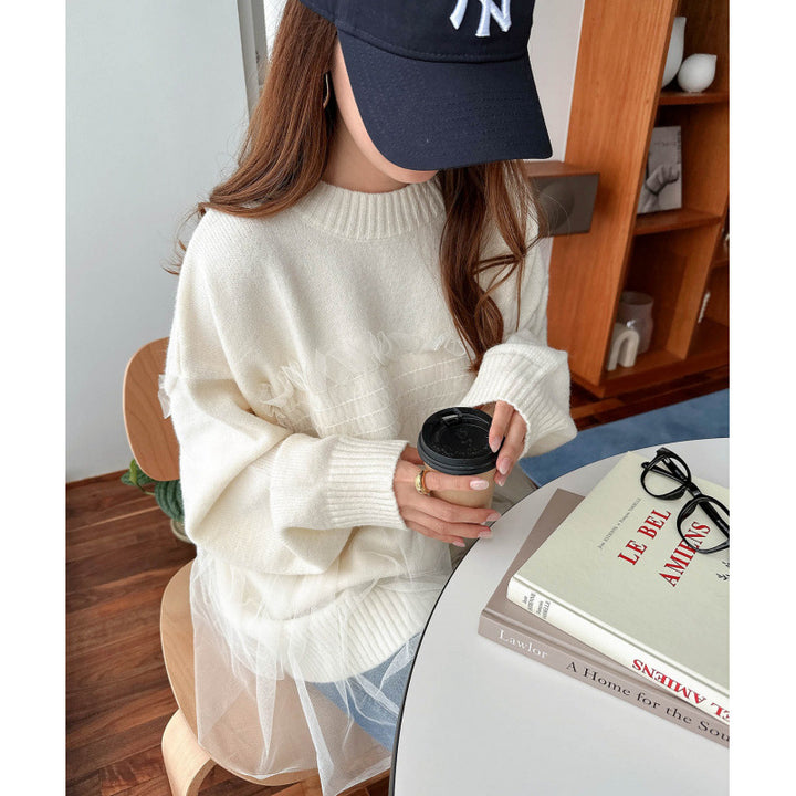 Pull oversize femme avec détails en volants Chic & Stil