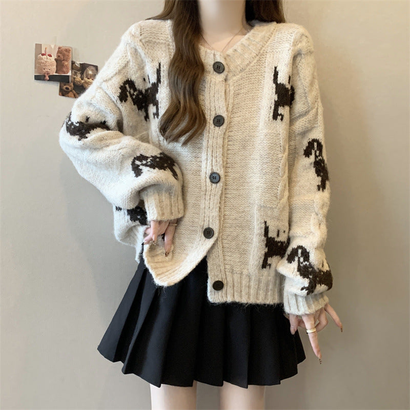Women Knitted gilet with animal patterns and comfortable oversized cut Lune London