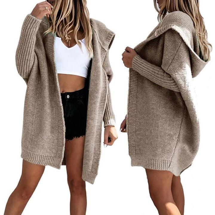 Ladies cardigan and soft knit with hood and loose fit Lune London