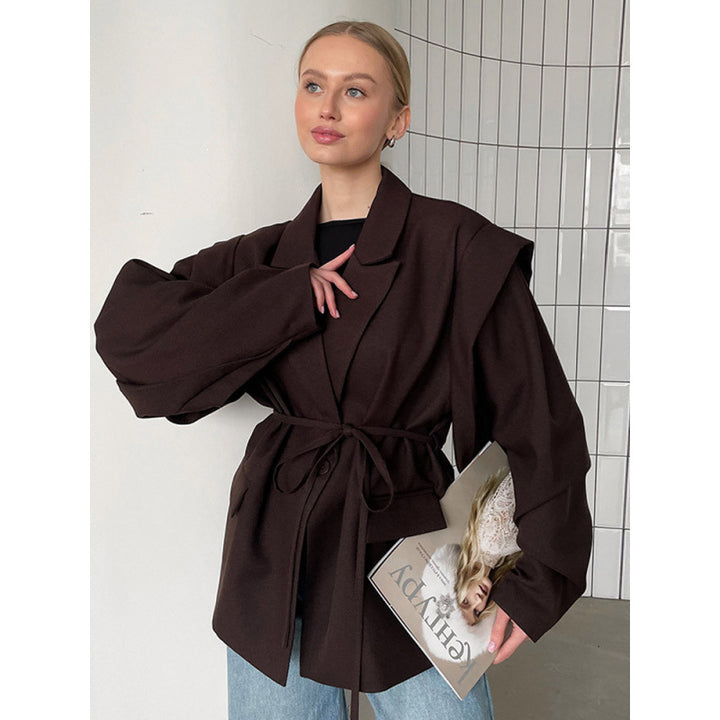 Ladies elegant oversized blazer with belt detail Lune London