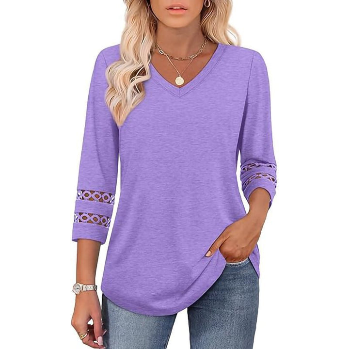 Casual V-neck T-shirt for women with lace sleeves Lune London