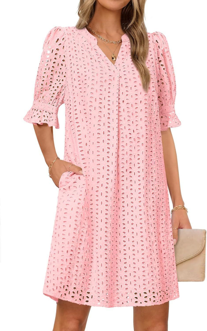 Fluid summer dress for women with elegant lace details Lune London