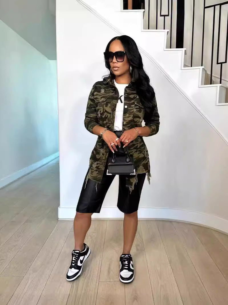 Ladies fashion camouflage-overshoot look Lune London