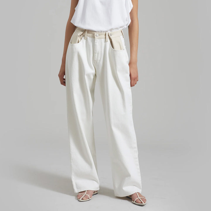 Women High Waist Cargo Jeans with Denim Details Lune London