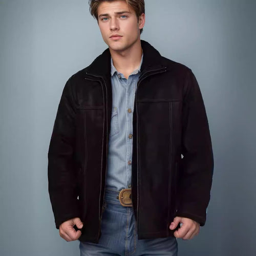 Versatile and sturdy suede jacket for men with functional pockets Lune London