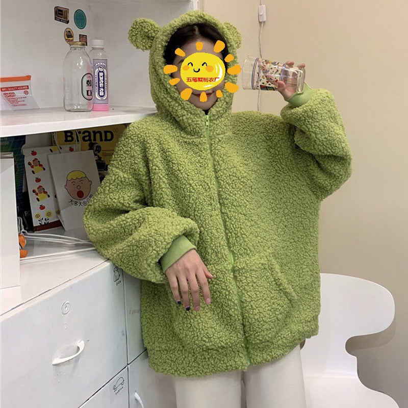 Women's cozy fleece jacket with ears and practical side pockets Lune London