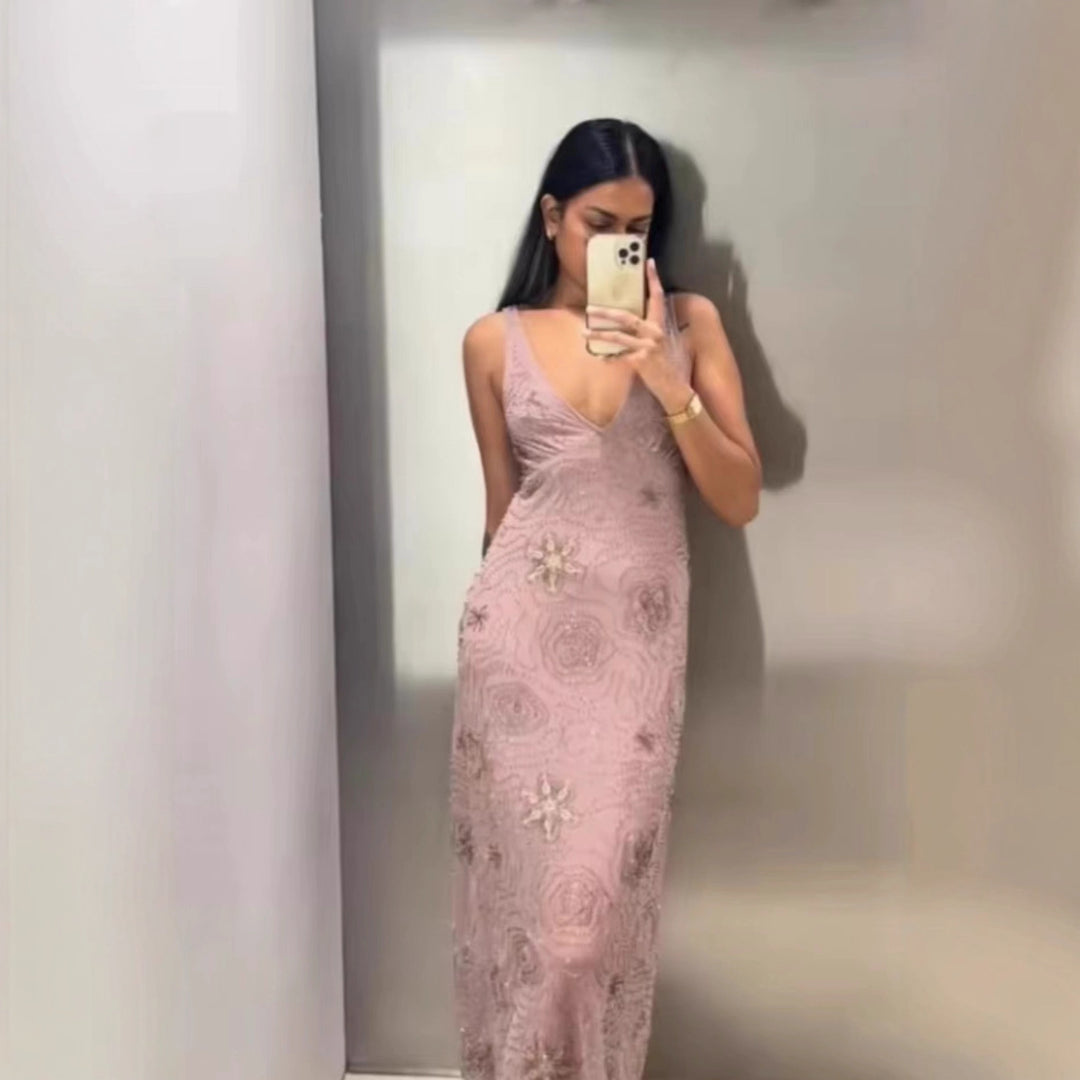Maxi dress for women with exciting rhinestone embellishments Lune London