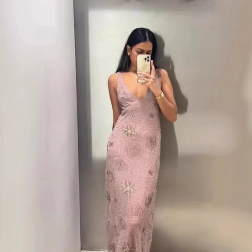 Maxi dress for women with exciting rhinestone embellishments Lune London