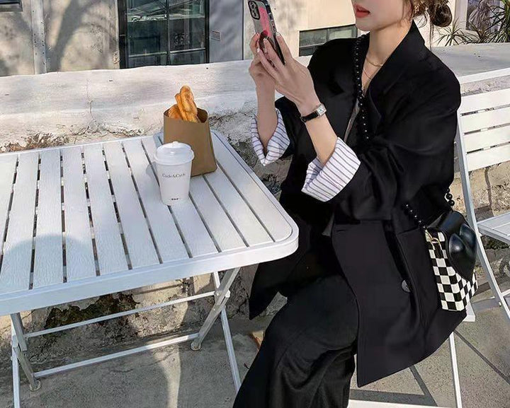 Blazer surdimensionné à détails structurés pour femmes Chic & Stil