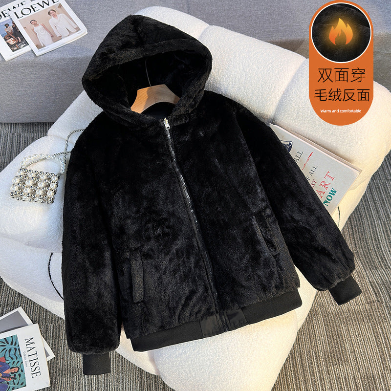 Ladies Fleece Hooded Jacket with Reversible Option Lune London