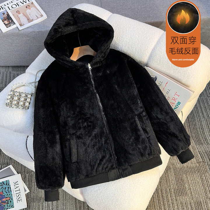 Ladies Fleece Hooded Jacket with Reversible Option Lune London