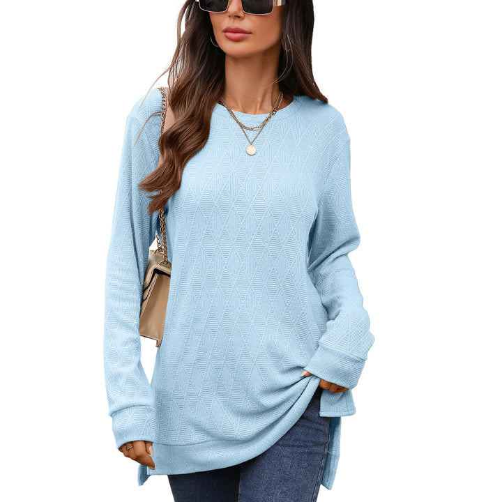 Long sleeve shirt for women with textured pattern and side slits Lune London