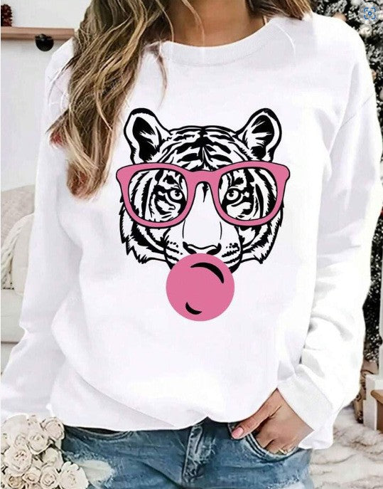 Sweat-shirt pour femmes avec design de tigre créatif et coupe décontractée Chic & Stil