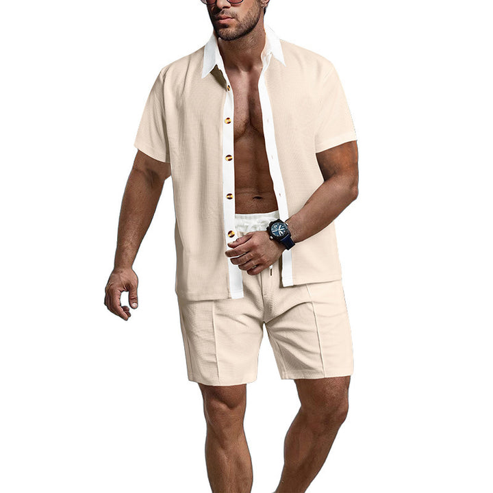 Casual men's short sleeve t-shirt and chic sport shorts set