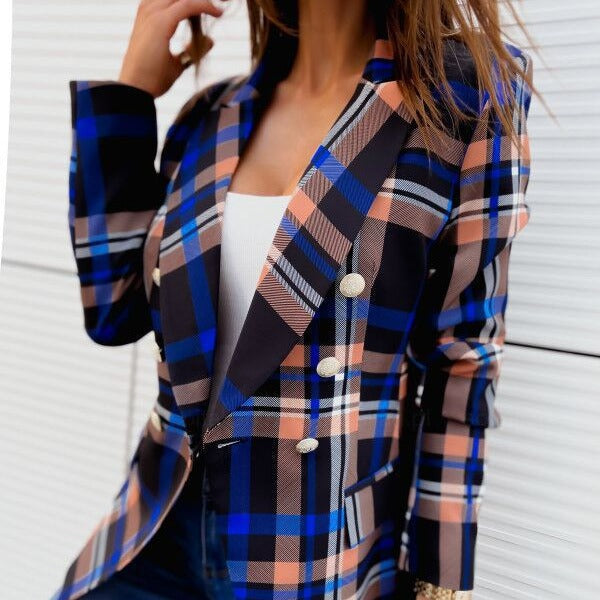 Plaid jacket for women with double-breasted buttons and elegant cut Lune London