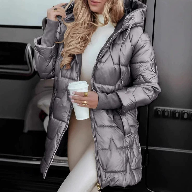 Ladies long, lined winter coat with hood Lune London